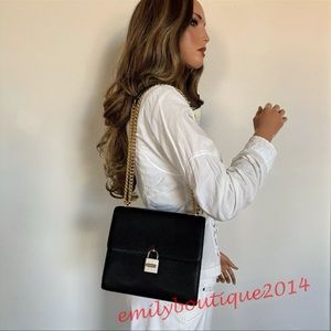 NWT Michael Kors Retail Mercer Messenger Black Leather Chain Crossbody Bag